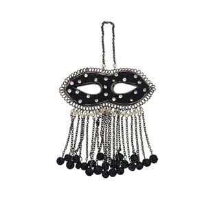 Katherines Collection Masquerade Hanging Black Jeweled Fringe Mask